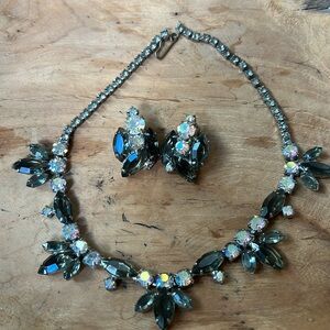 Antique necklace and earring set/so much sparkle to this set!!!